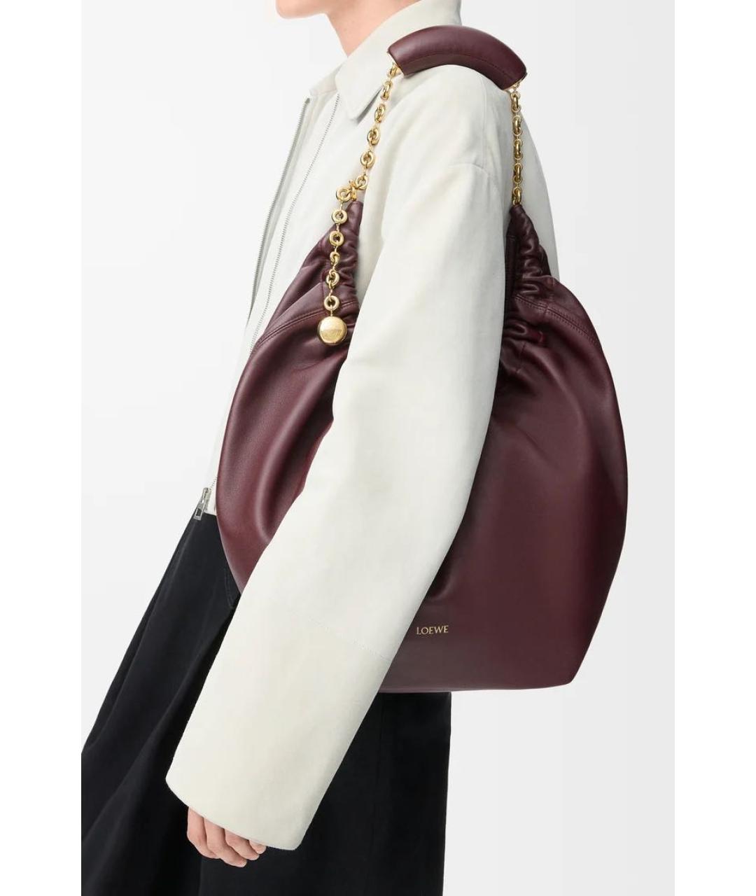 LOEWE Бордовая кожаная сумка через плечо, фото 4