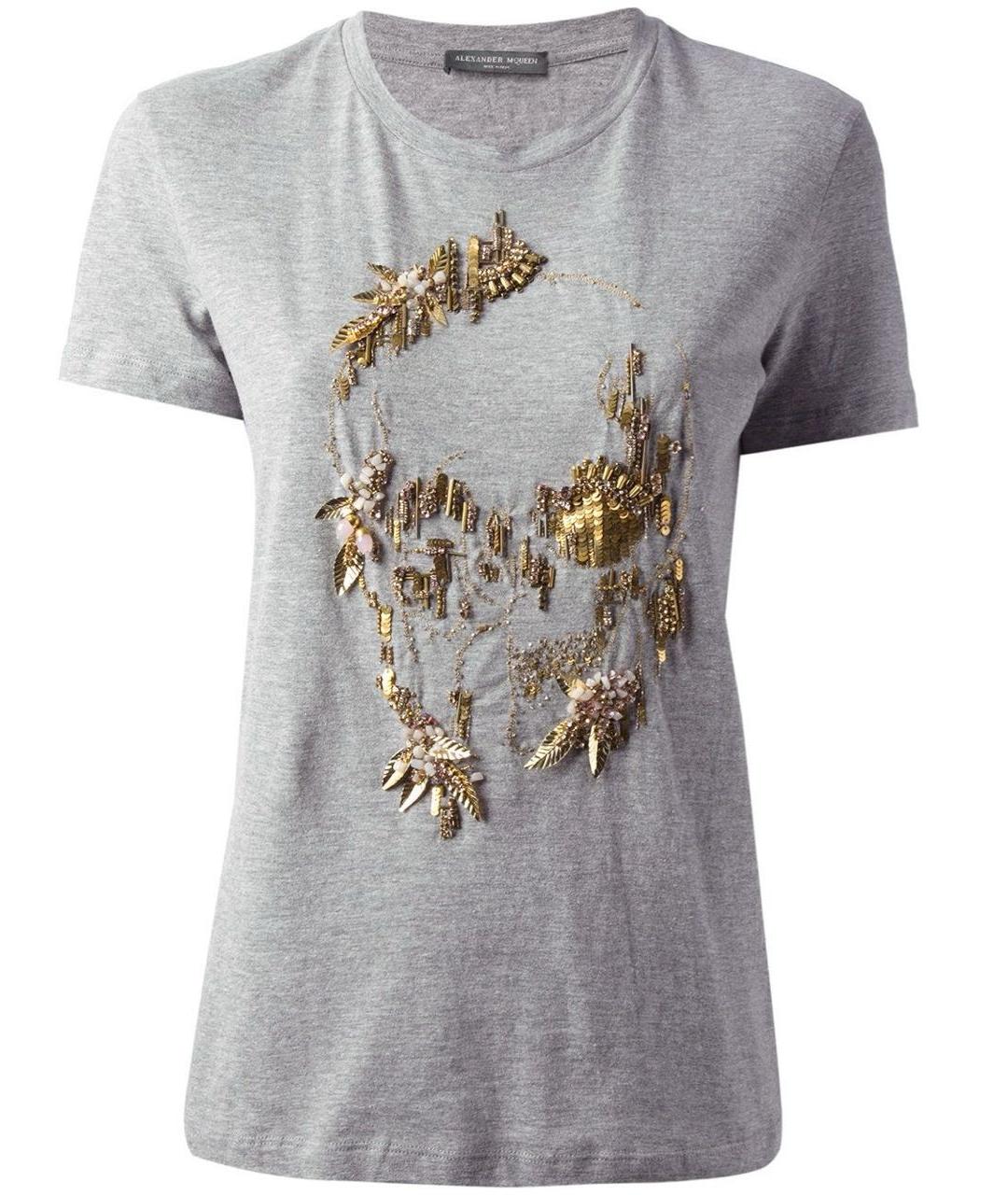 ALEXANDER MCQUEEN Серая хлопковая футболка, фото 9