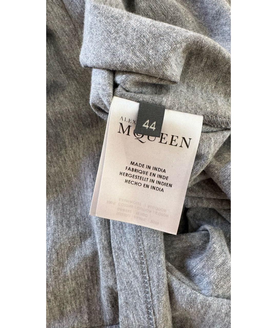 ALEXANDER MCQUEEN Серая хлопковая футболка, фото 7