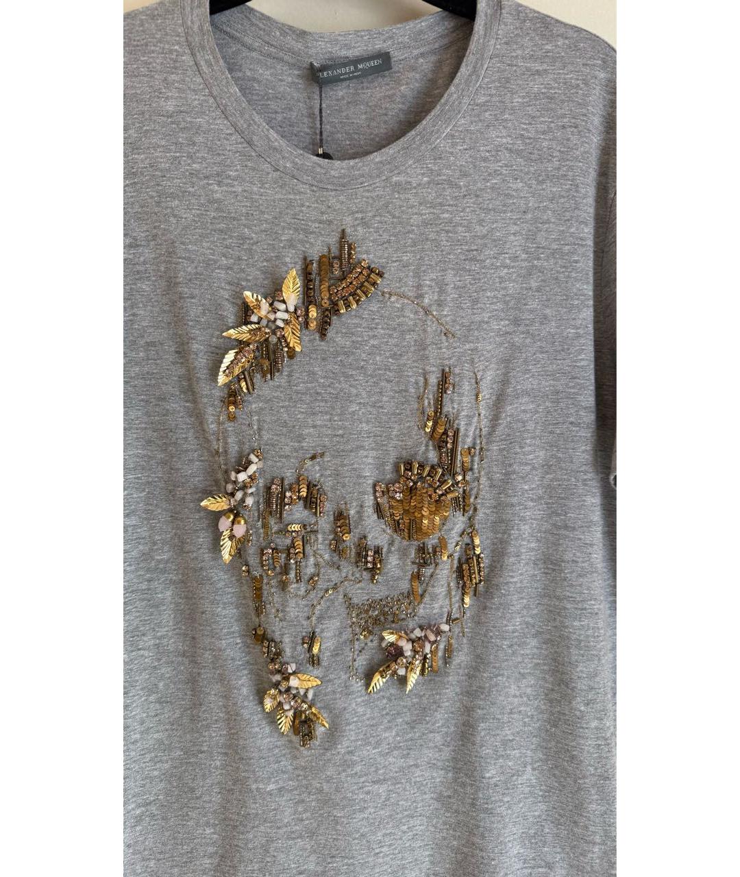 ALEXANDER MCQUEEN Серая хлопковая футболка, фото 4