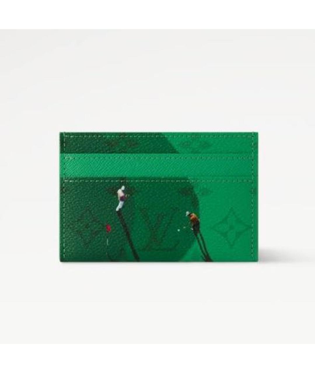 LOUIS VUITTON Зеленый кожаный кардхолдер, фото 4