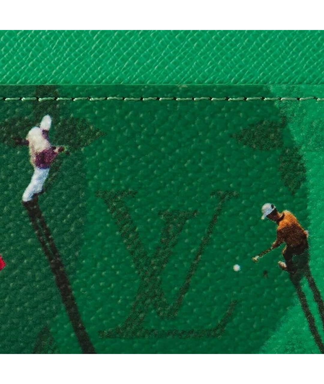 LOUIS VUITTON Зеленый кожаный кардхолдер, фото 2