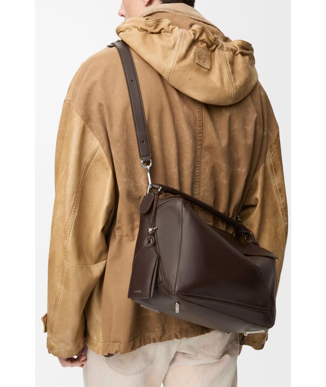LOEWE Коричневая кожаная сумка на плечо, фото 4