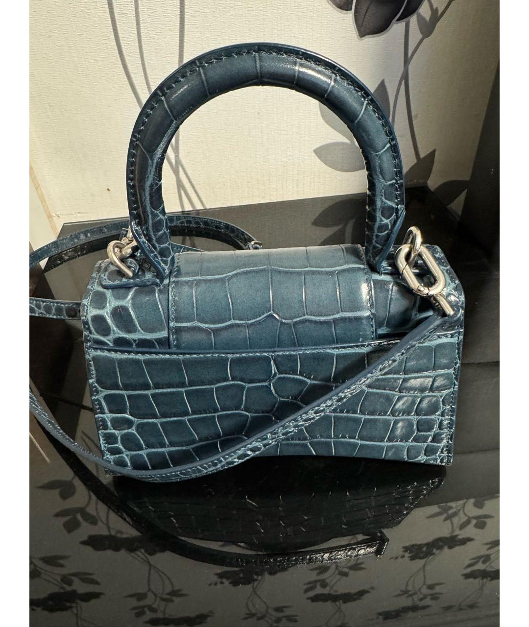 BALENCIAGA Темно-синяя кожаная сумка с короткими ручками, фото 3