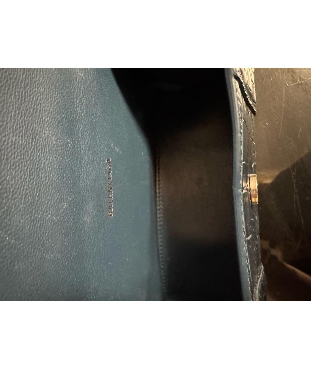 BALENCIAGA Темно-синяя кожаная сумка с короткими ручками, фото 4