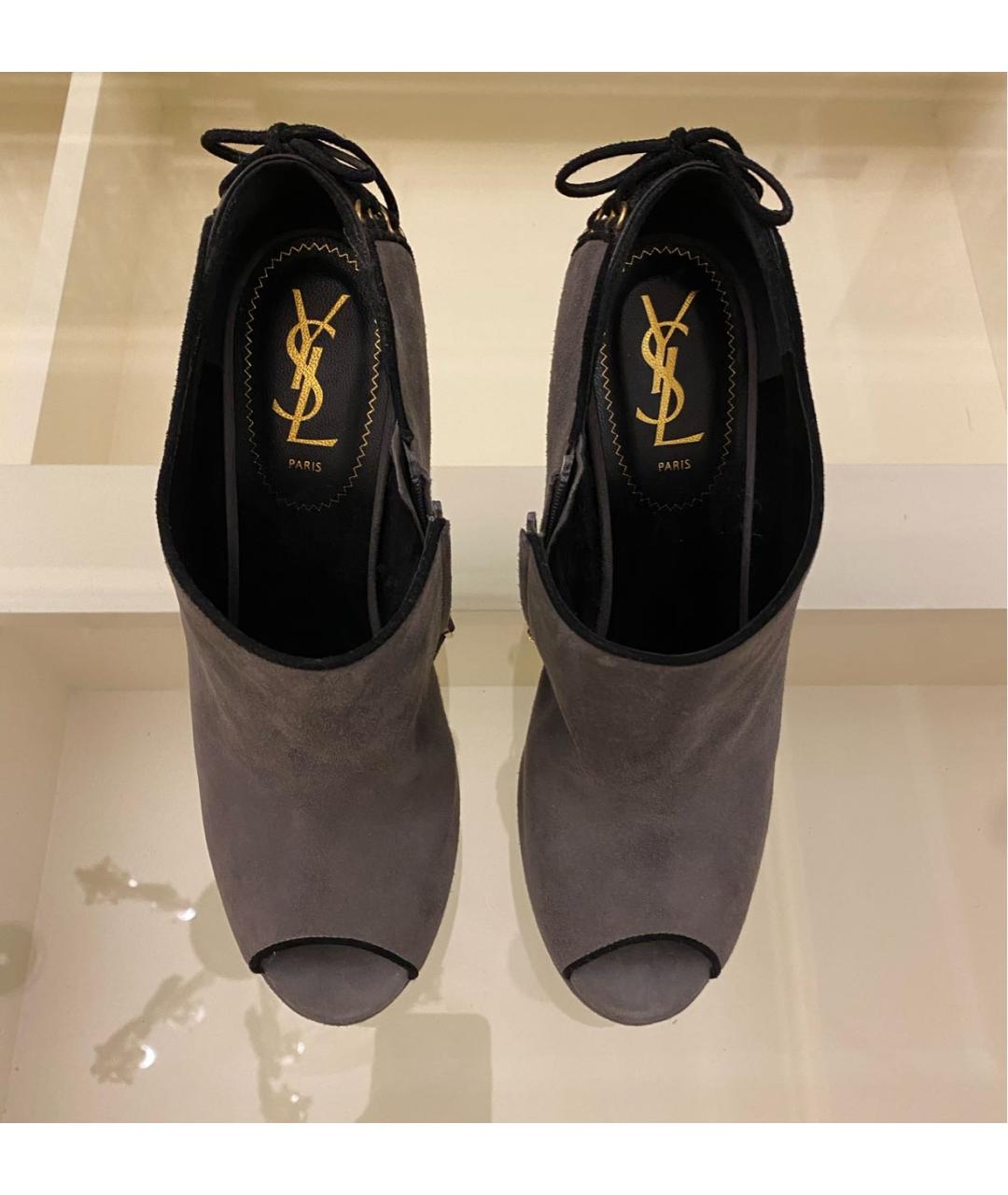SAINT LAURENT Серые замшевые ботильоны, фото 6