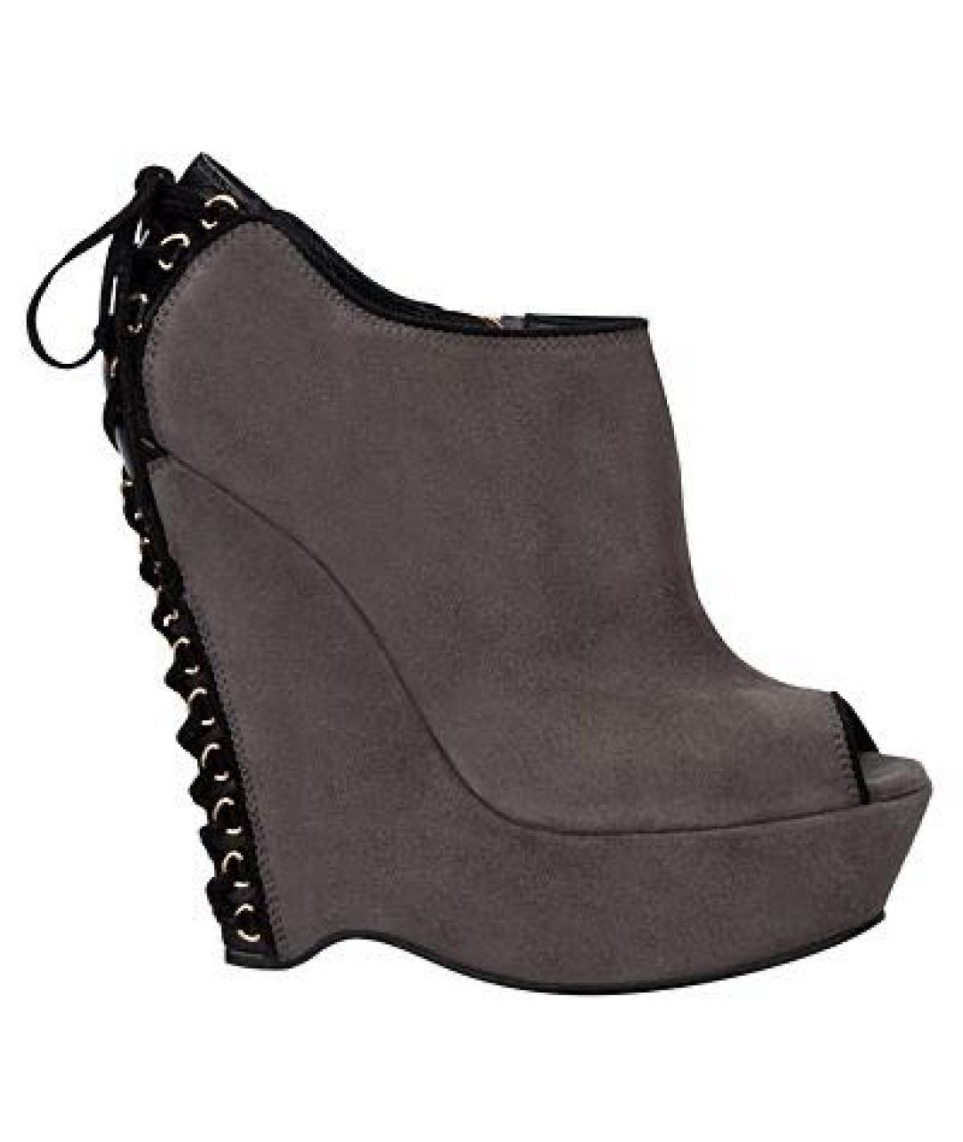 SAINT LAURENT Серые замшевые ботильоны, фото 9