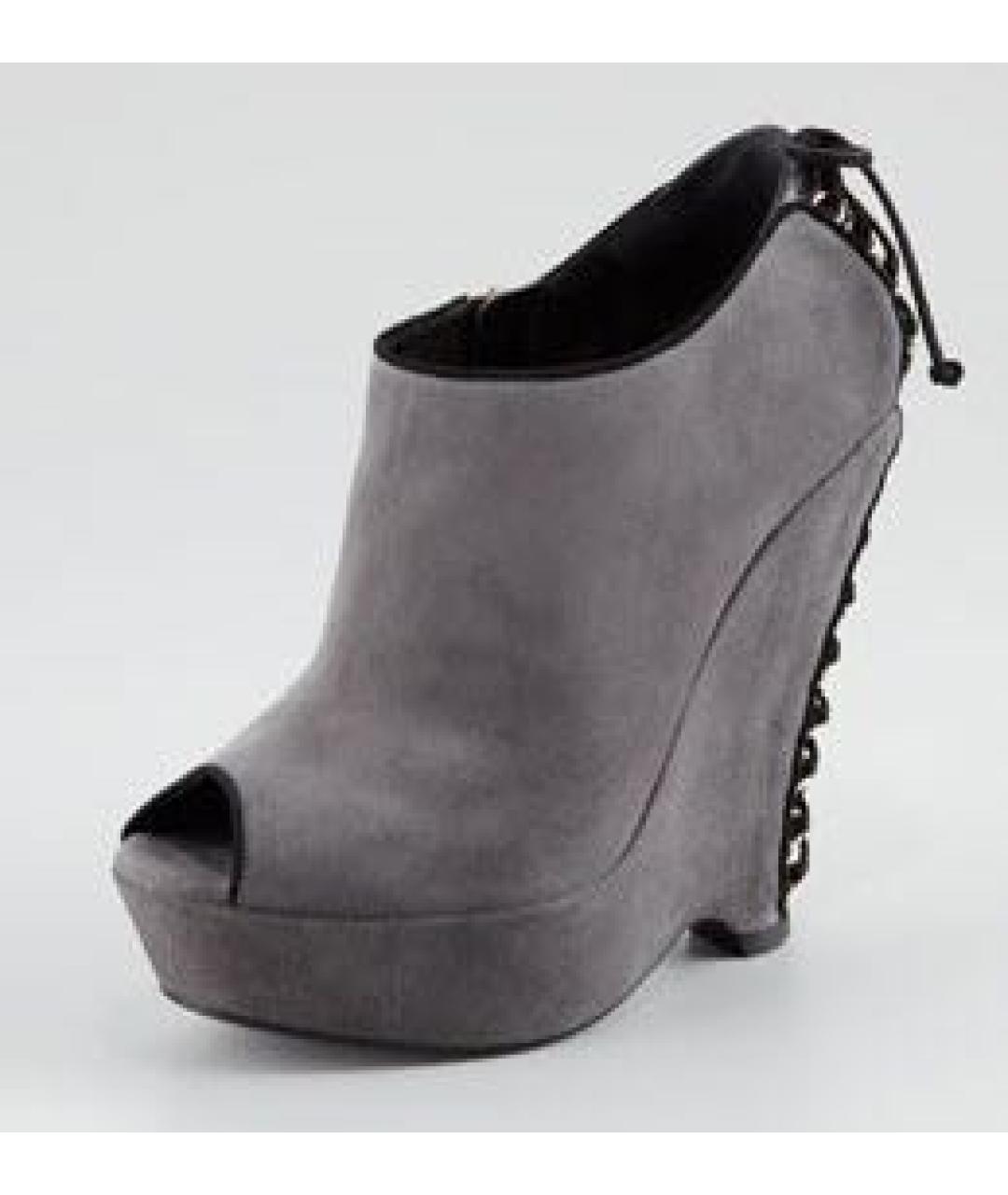 SAINT LAURENT Серые замшевые ботильоны, фото 4