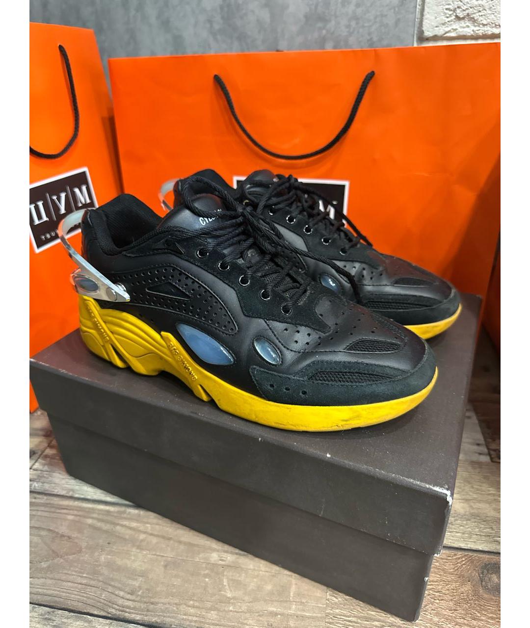 RAF SIMONS Желтые кожаные низкие кроссовки / кеды, фото 6