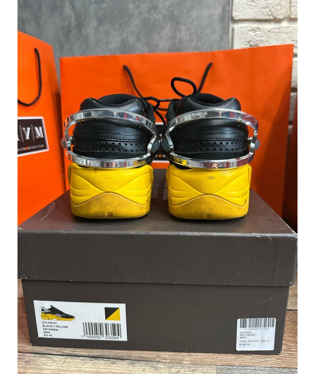 RAF SIMONS Желтые кожаные низкие кроссовки / кеды, фото 3