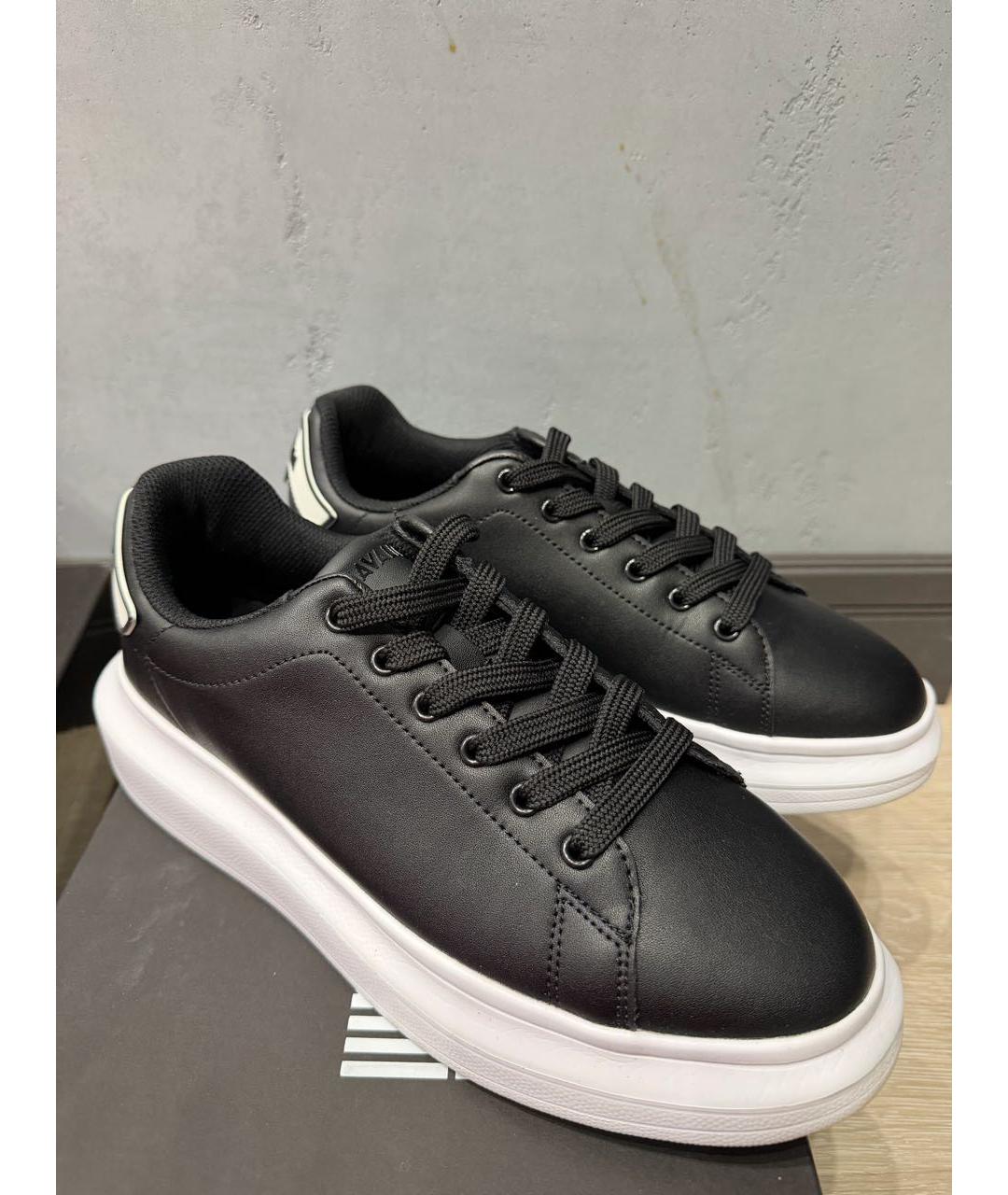 JUST CAVALLI Черные кожаные кеды, фото 5