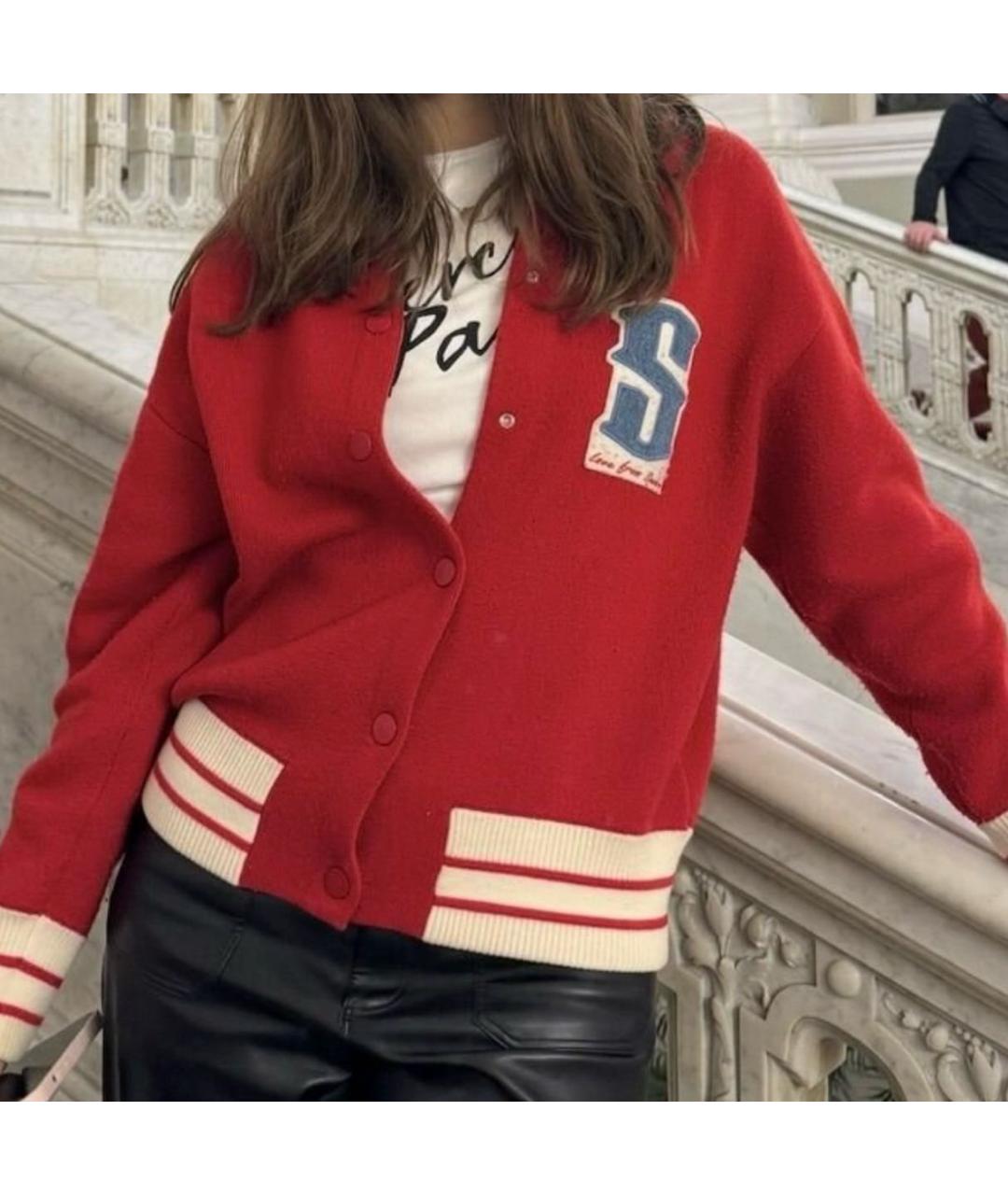 SANDRO Красный шерстяной кардиган, фото 2