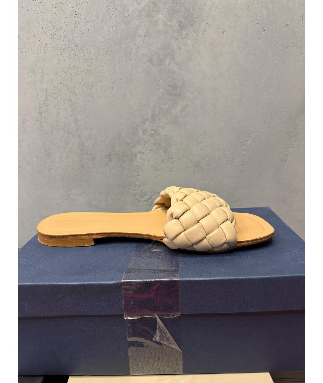 Principe di Bologna Бежевые кожаные шлепанцы, фото 8