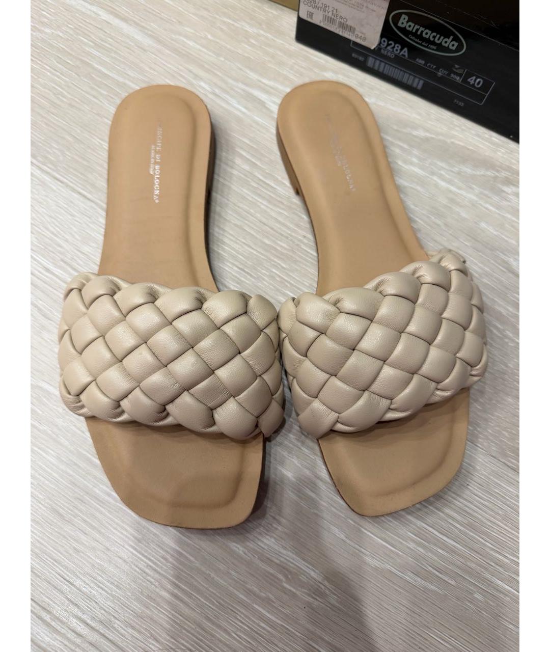 Principe di Bologna Бежевые кожаные шлепанцы, фото 2