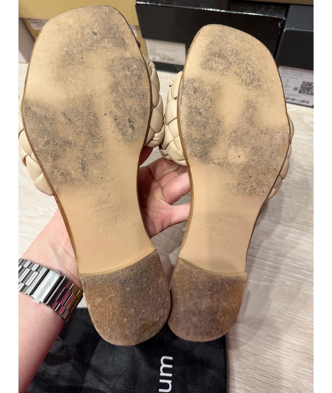 Principe di Bologna Бежевые кожаные шлепанцы, фото 4