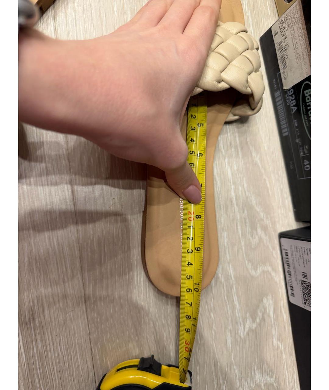 Principe di Bologna Бежевые кожаные шлепанцы, фото 6