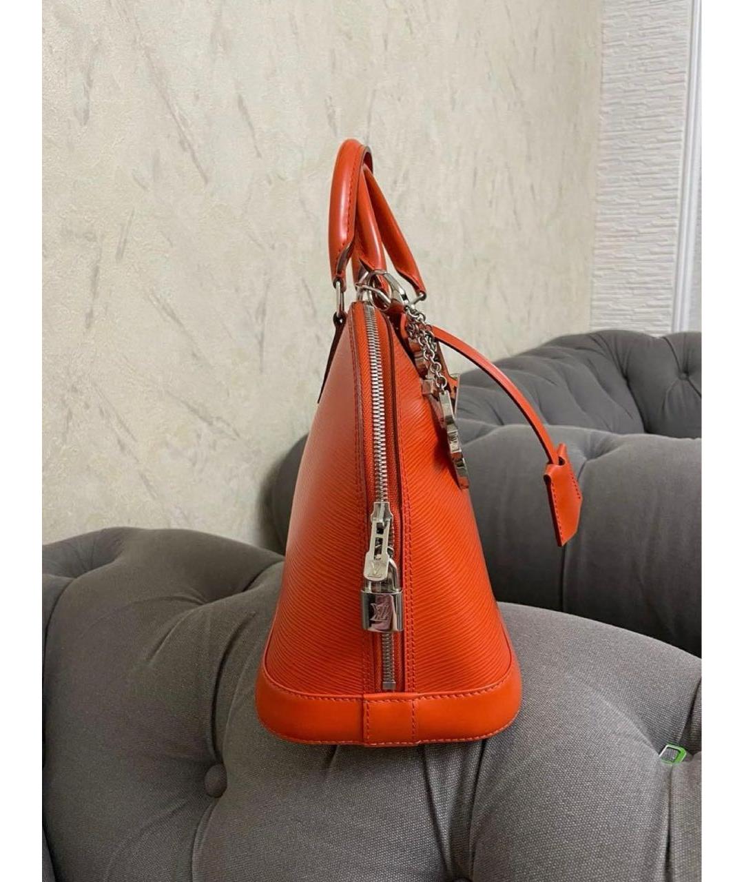 LOUIS VUITTON Оранжевая кожаная сумка с короткими ручками, фото 2