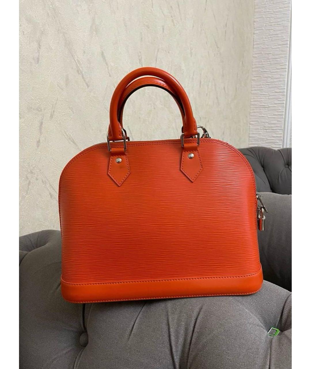 LOUIS VUITTON Оранжевая кожаная сумка с короткими ручками, фото 3