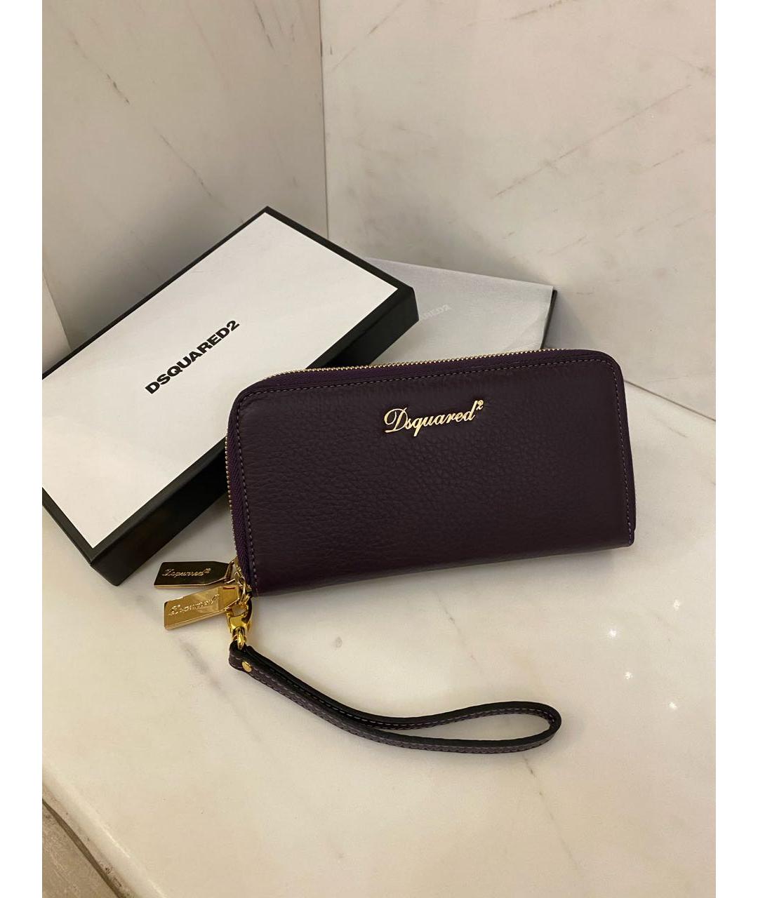 DSQUARED2 Бордовый кожаный кошелек, фото 2