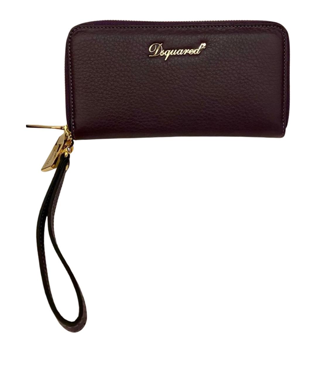 DSQUARED2 Бордовый кожаный кошелек, фото 10