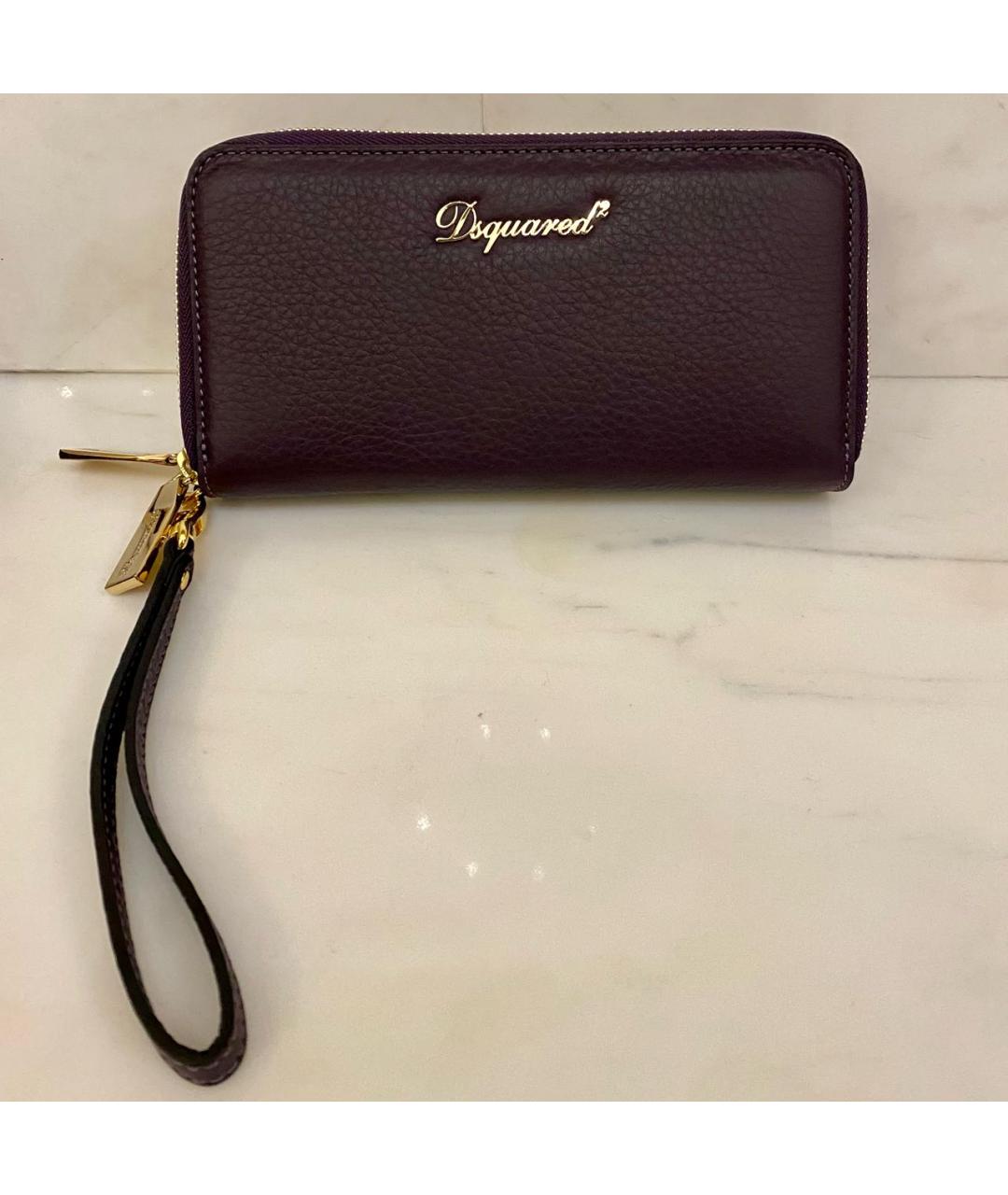 DSQUARED2 Бордовый кожаный кошелек, фото 9