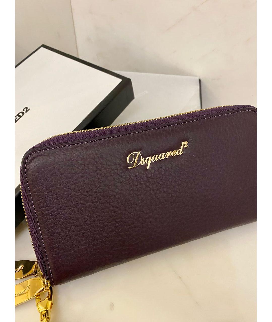 DSQUARED2 Бордовый кожаный кошелек, фото 3