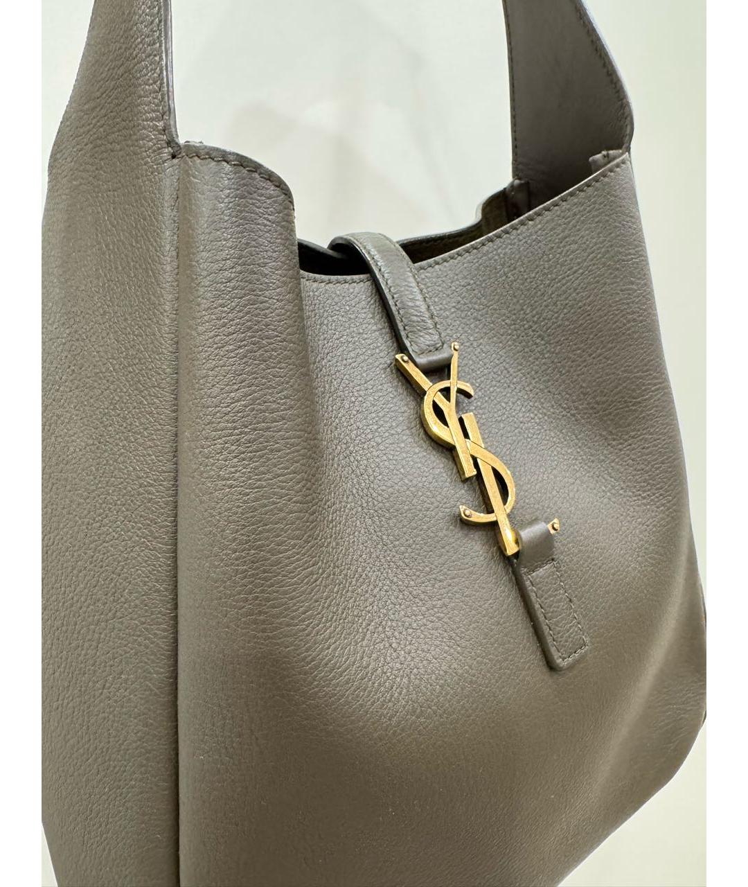SAINT LAURENT Хаки кожаная сумка через плечо, фото 2