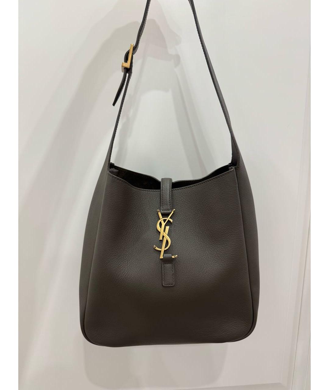 SAINT LAURENT Хаки кожаная сумка через плечо, фото 5