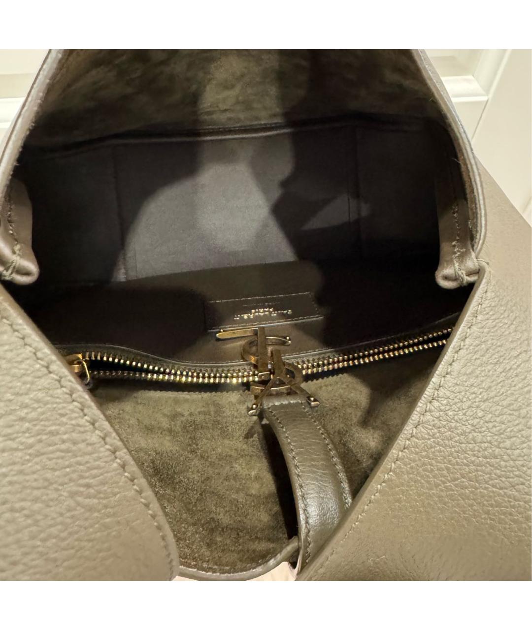 SAINT LAURENT Хаки кожаная сумка через плечо, фото 4