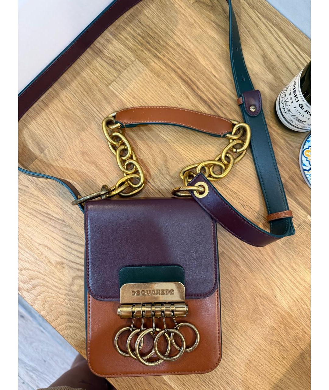 DSQUARED2 Коричневая кожаная сумка через плечо, фото 6