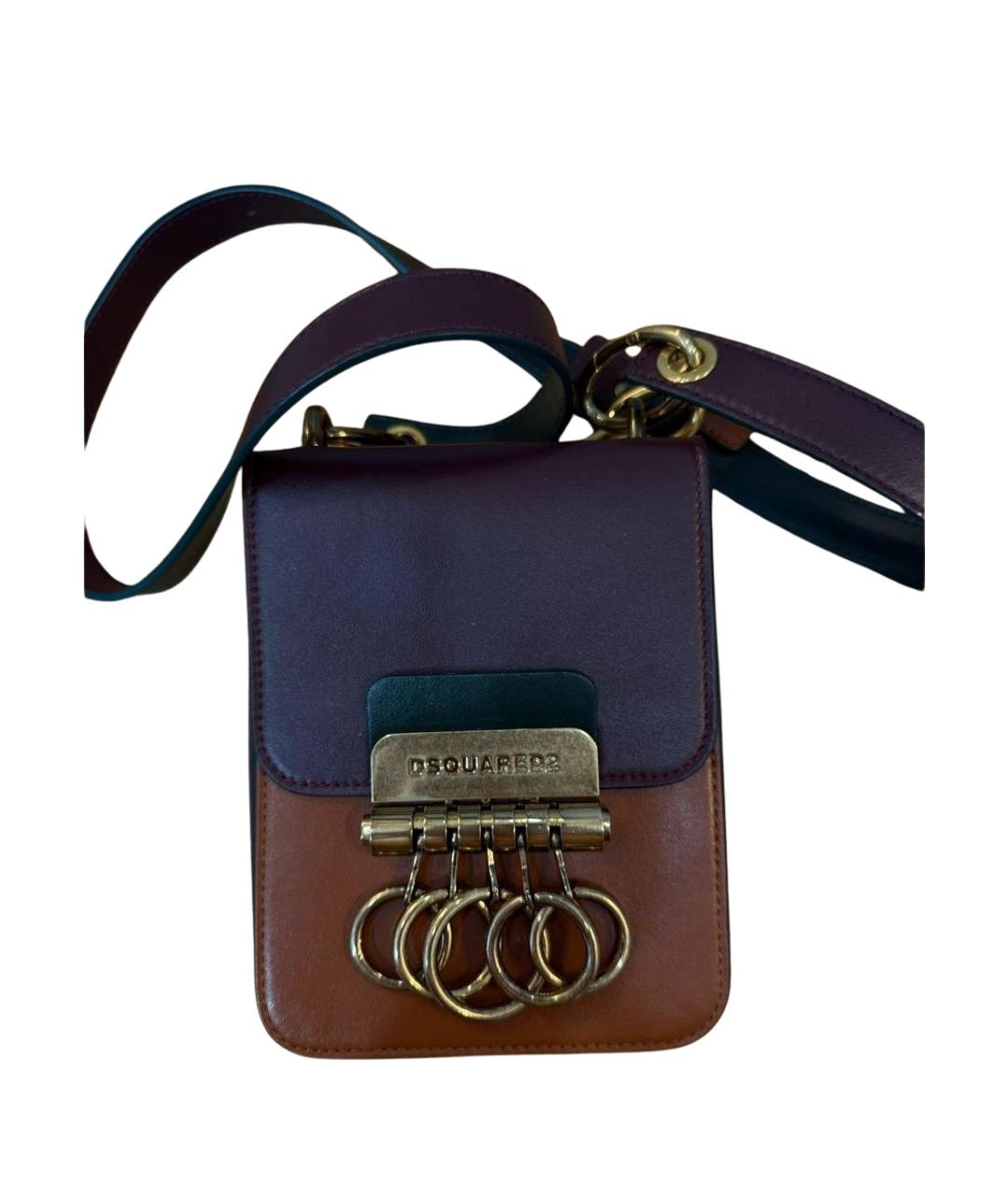 DSQUARED2 Коричневая кожаная сумка через плечо, фото 1