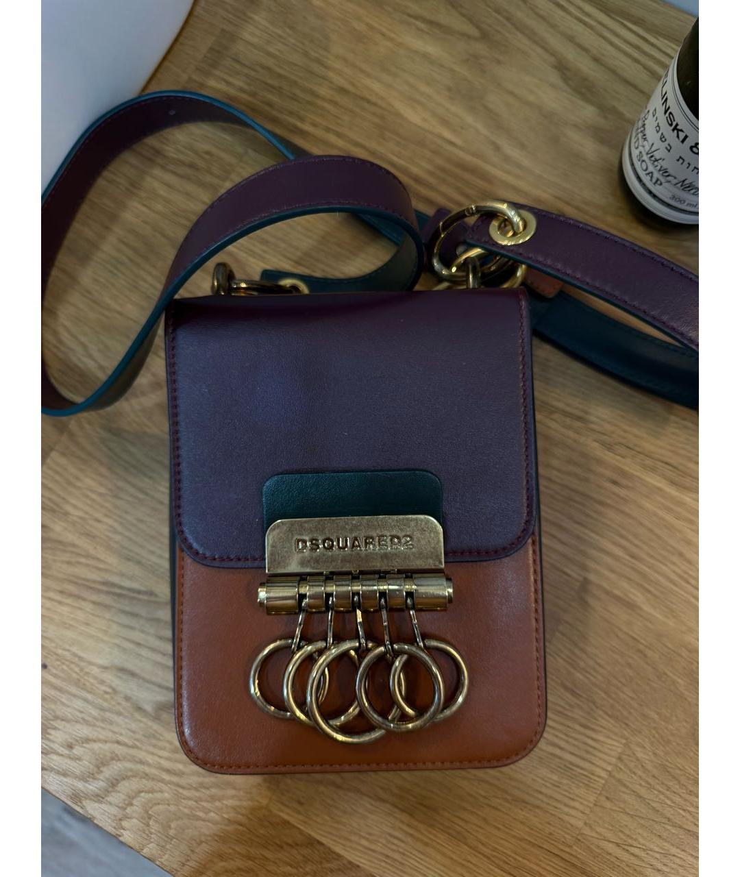 DSQUARED2 Коричневая кожаная сумка через плечо, фото 7