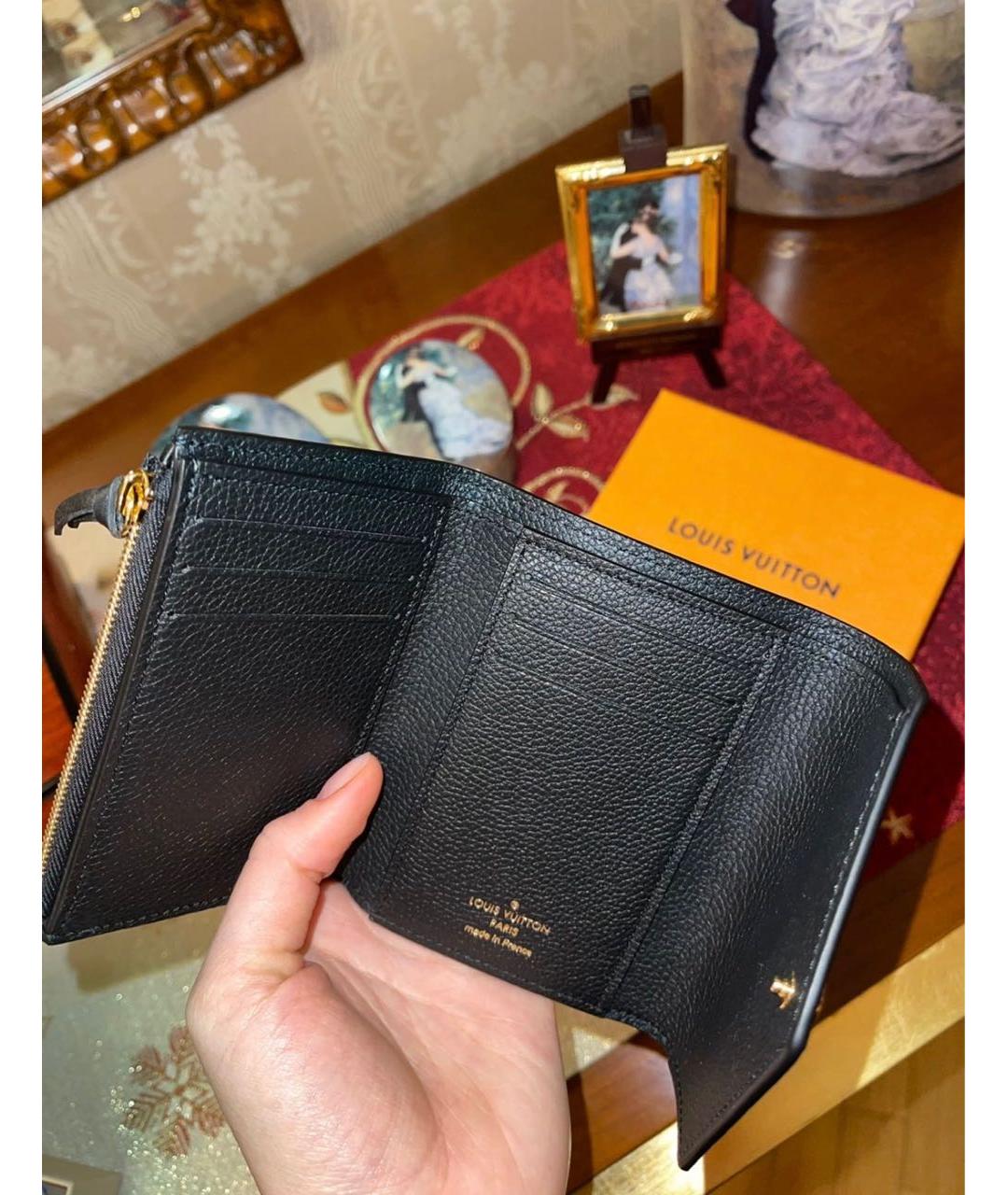 LOUIS VUITTON Черный кожаный кошелек, фото 2