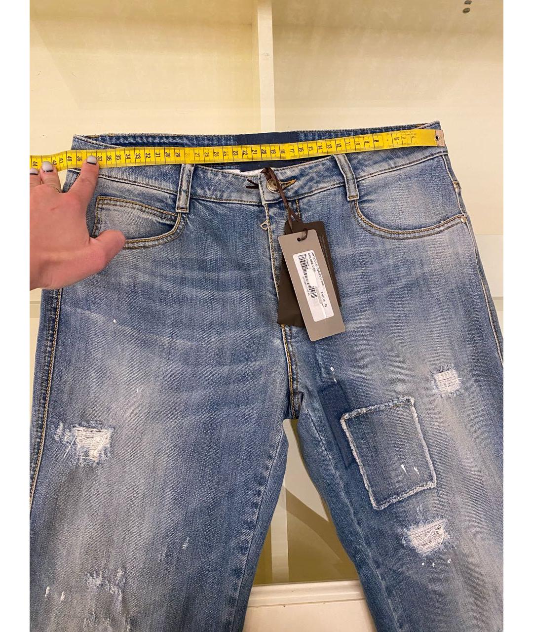 ERMANNO SCERVINO Голубые хлопко-эластановые прямые джинсы, фото 6