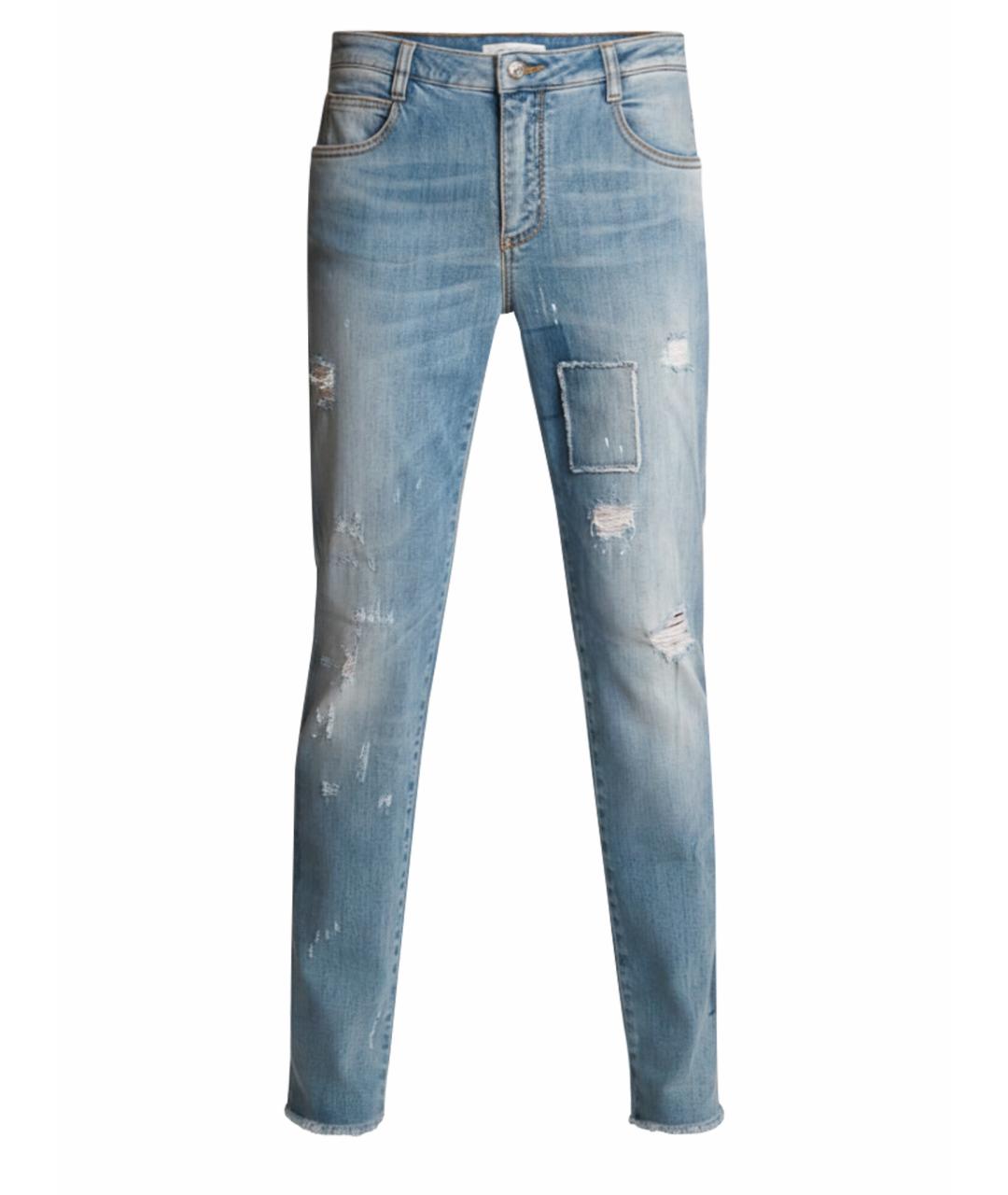 ERMANNO SCERVINO Голубые хлопко-эластановые прямые джинсы, фото 1