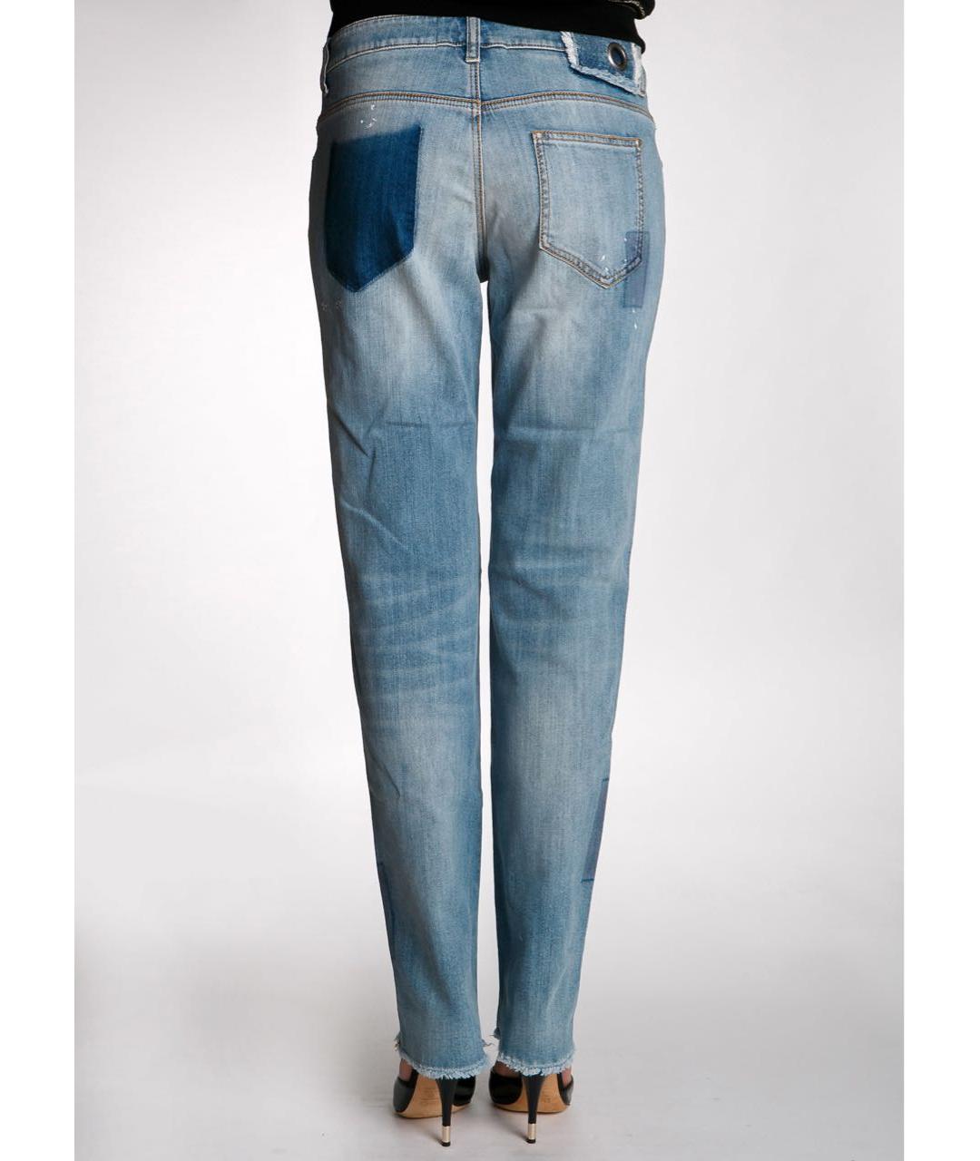 ERMANNO SCERVINO Голубые хлопко-эластановые прямые джинсы, фото 2