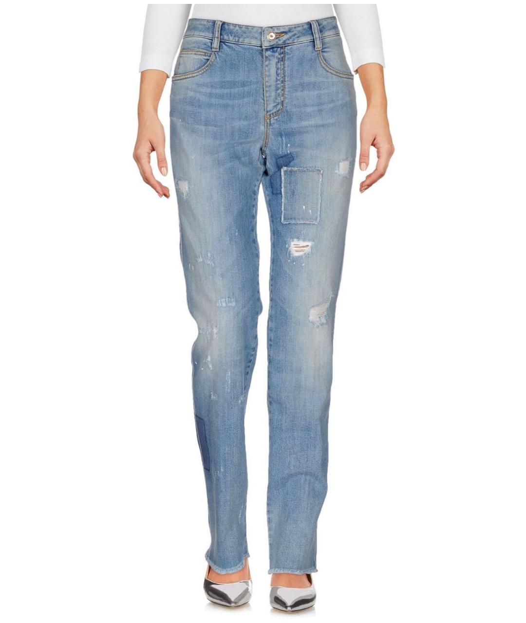 ERMANNO SCERVINO Голубые хлопко-эластановые прямые джинсы, фото 5