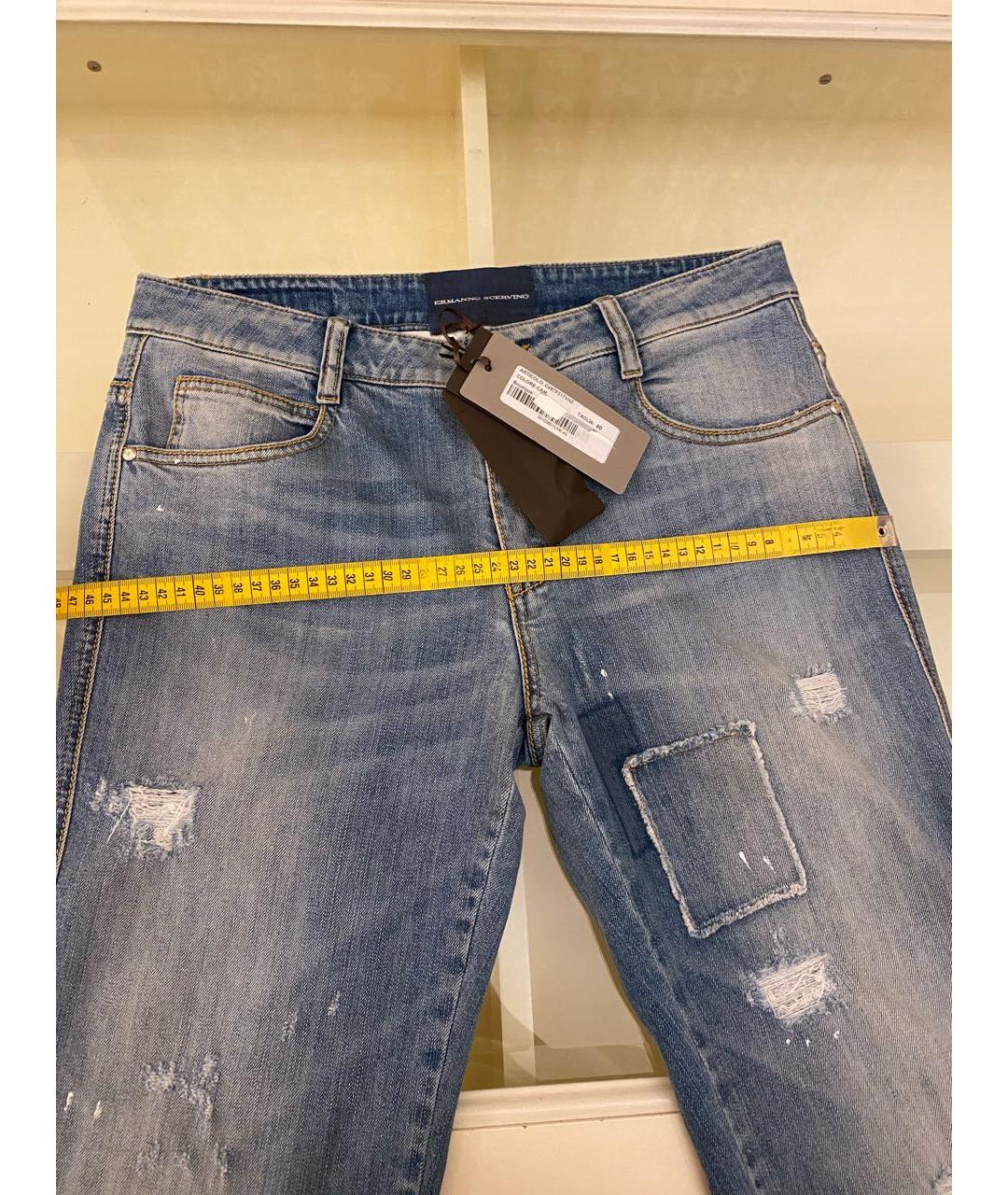 ERMANNO SCERVINO Голубые хлопко-эластановые прямые джинсы, фото 7