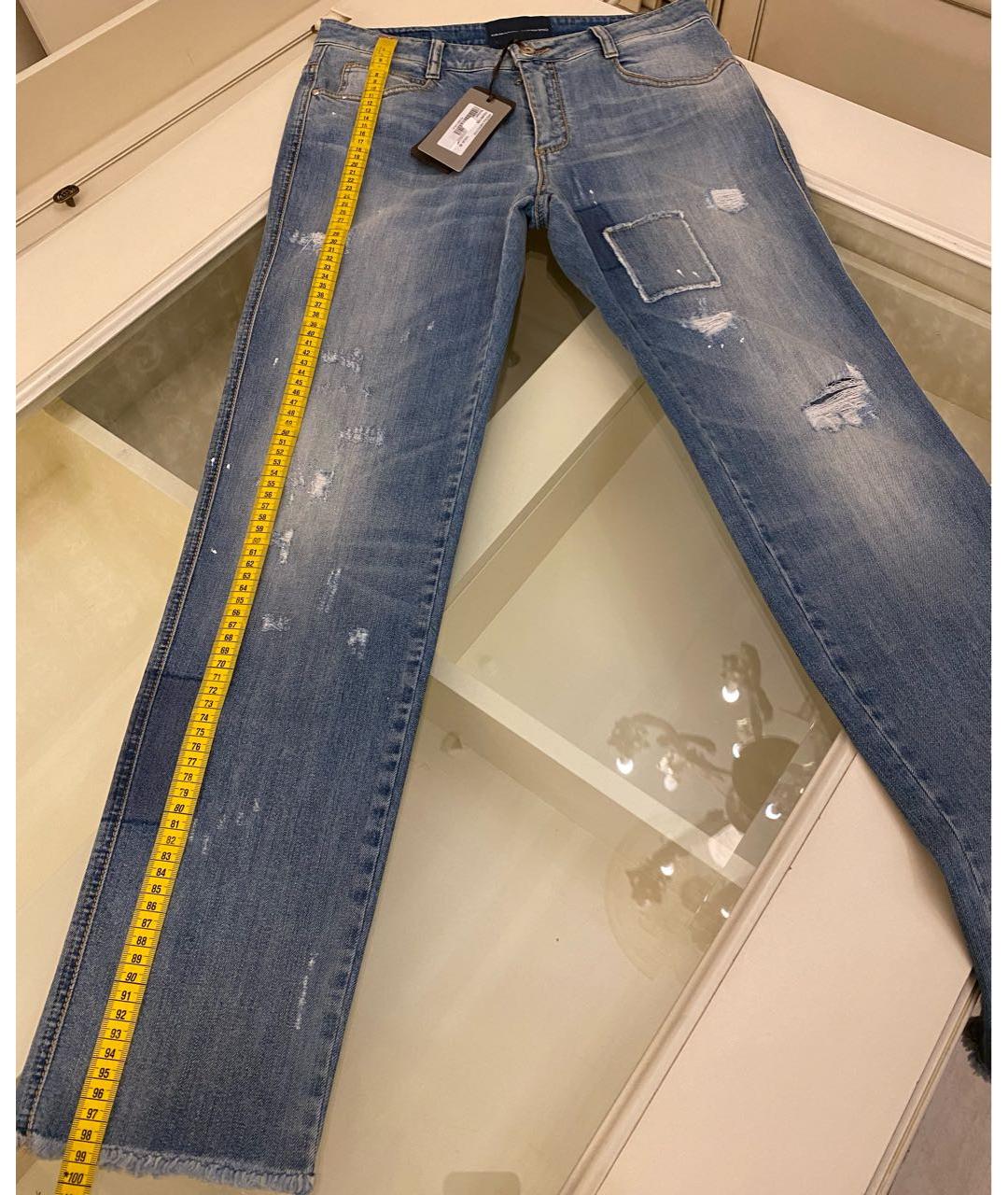 ERMANNO SCERVINO Голубые хлопко-эластановые прямые джинсы, фото 8