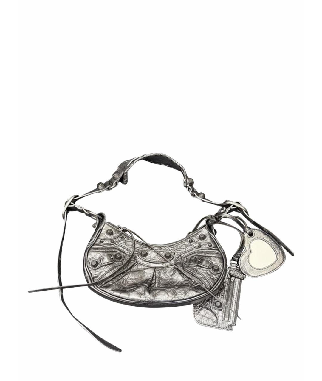BALENCIAGA Серебряная кожаная сумка через плечо, фото 1