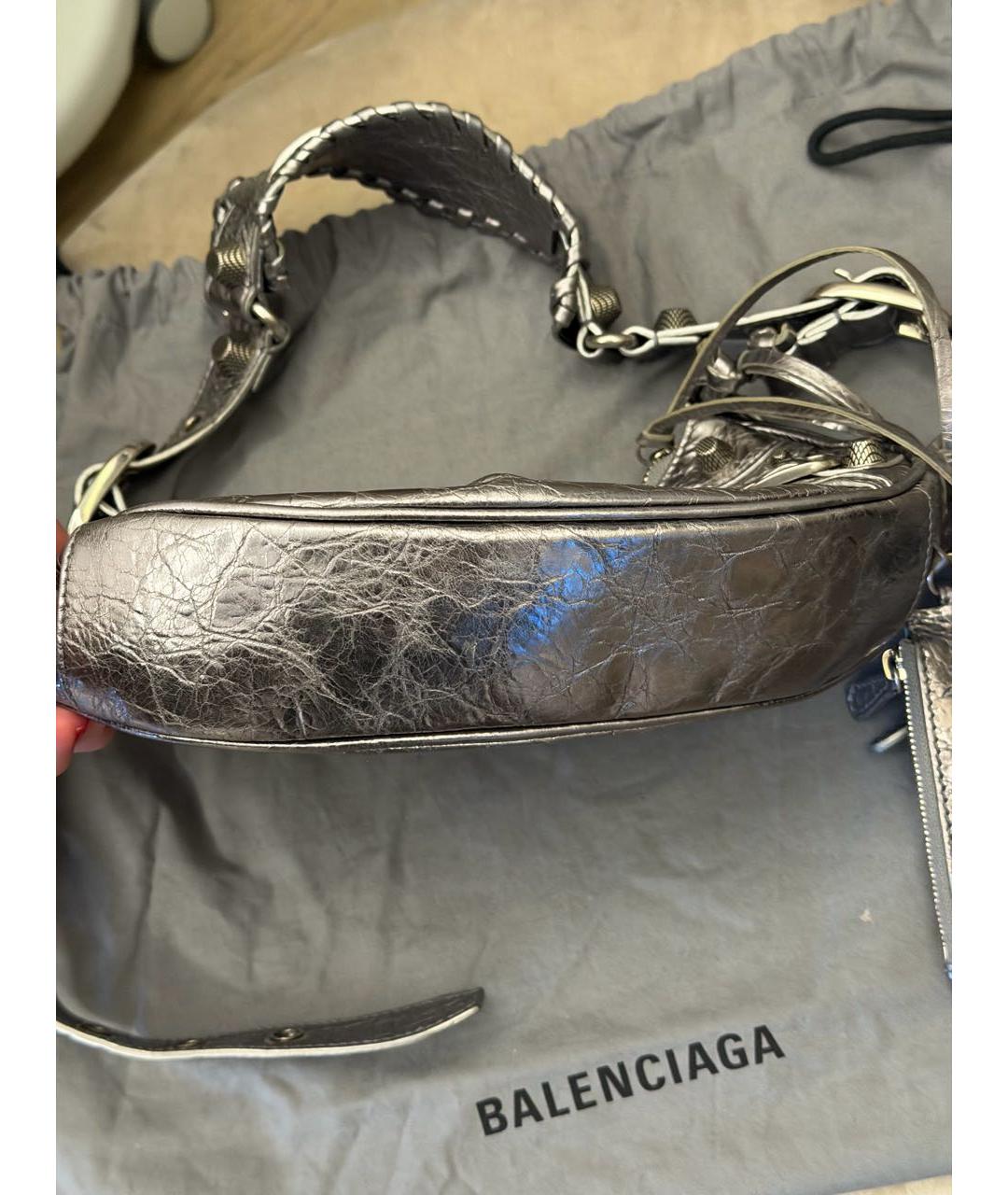 BALENCIAGA Серебряная кожаная сумка через плечо, фото 8