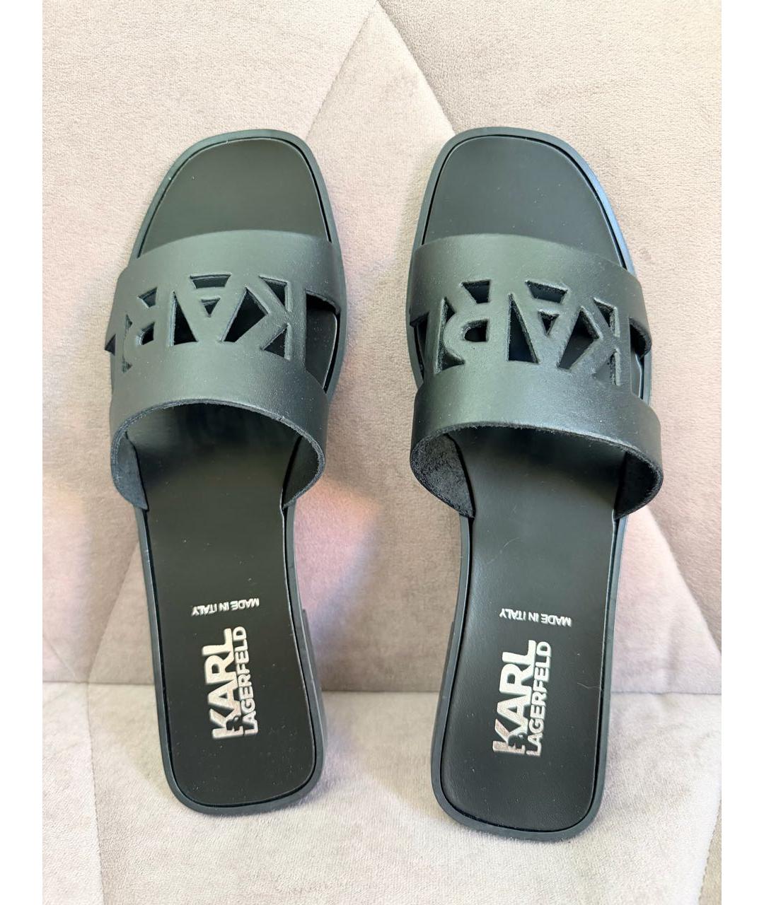 KARL LAGERFELD Черные кожаные мюли, фото 3