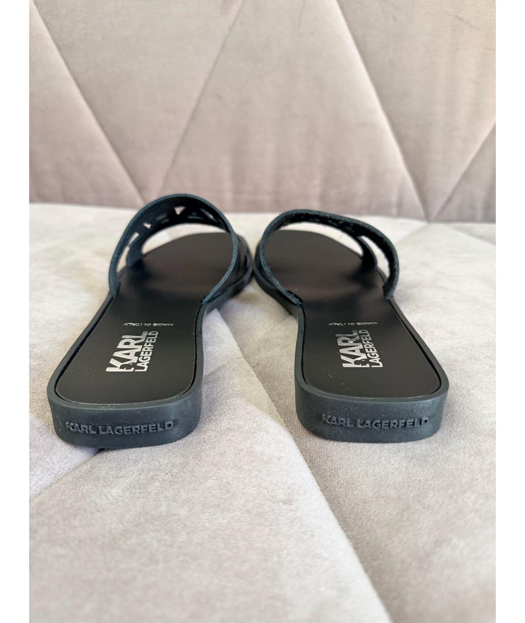 KARL LAGERFELD Черные кожаные мюли, фото 4