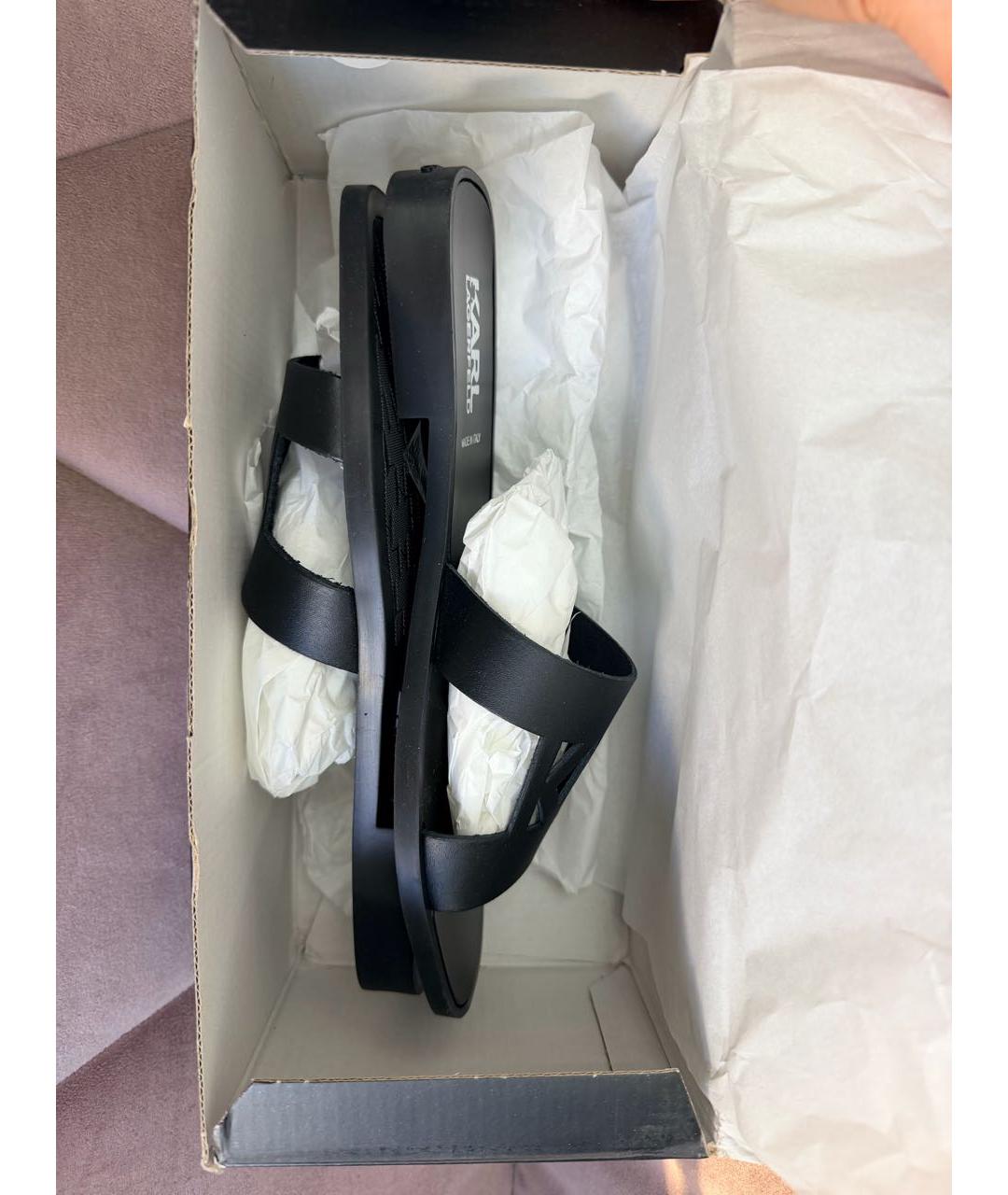 KARL LAGERFELD Черные кожаные мюли, фото 7