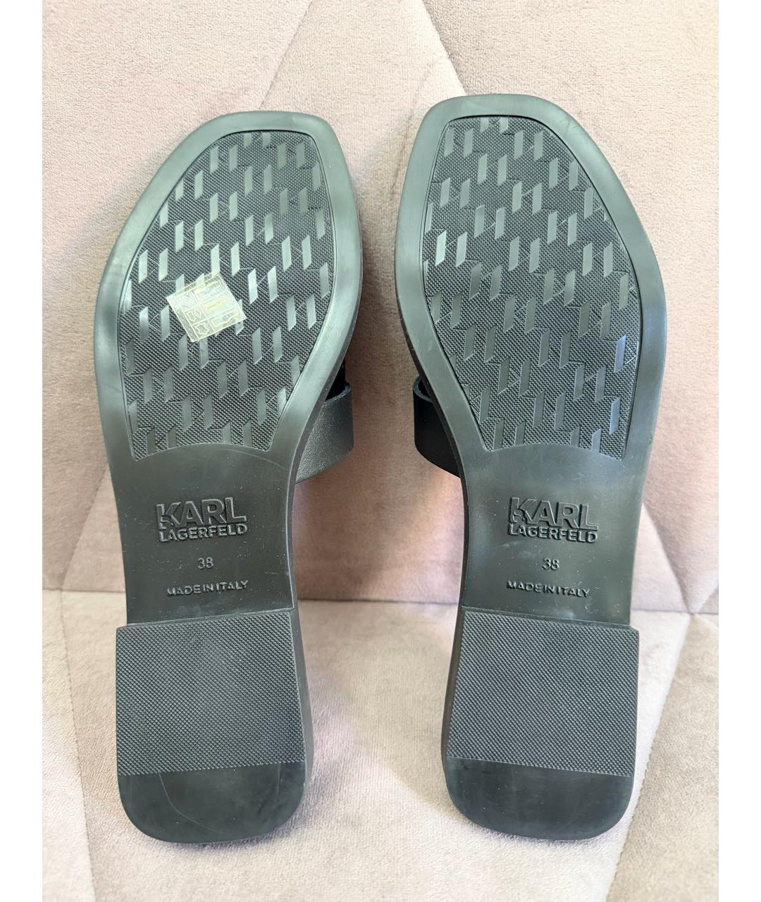 KARL LAGERFELD Черные кожаные мюли, фото 5