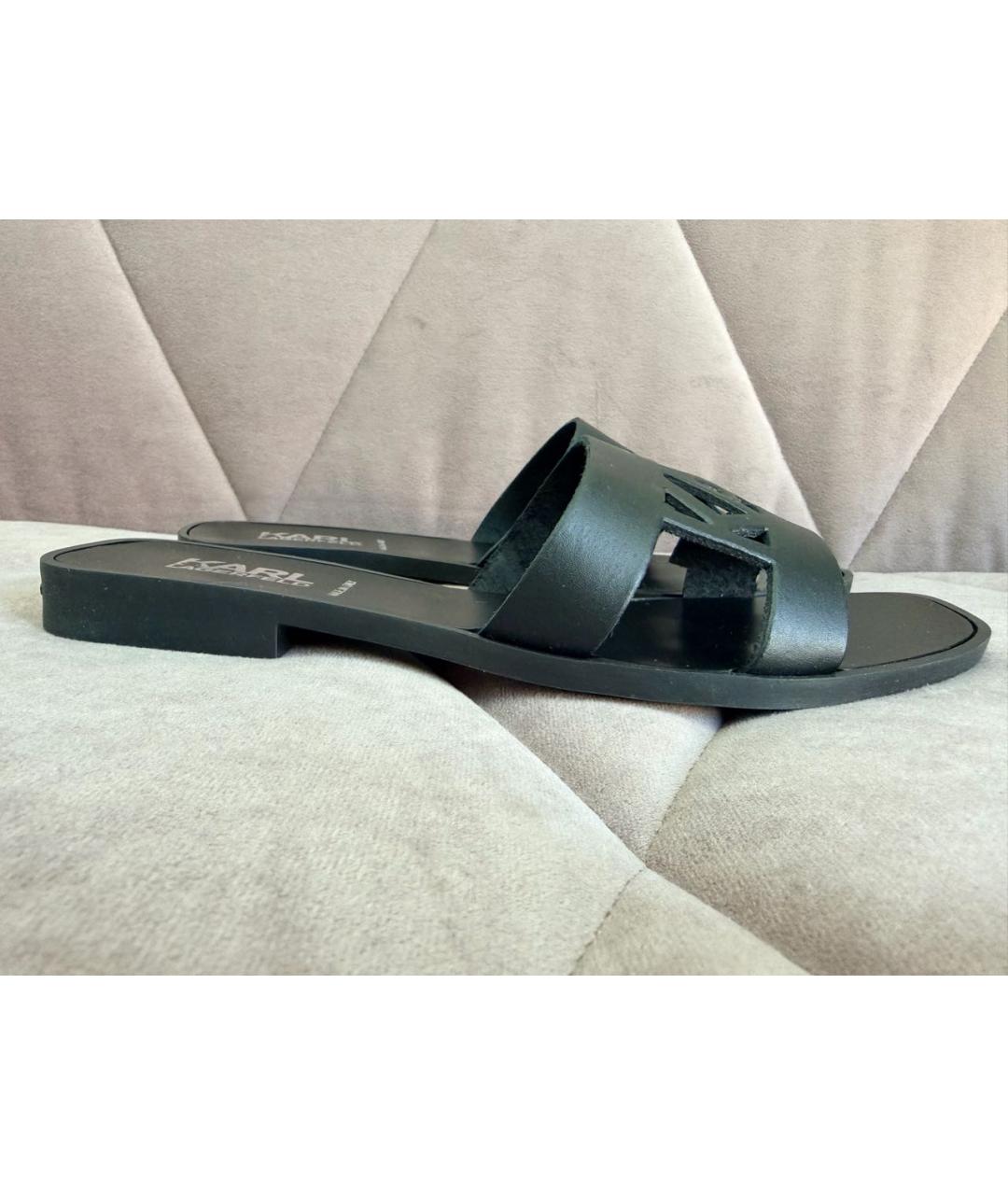 KARL LAGERFELD Черные кожаные мюли, фото 9