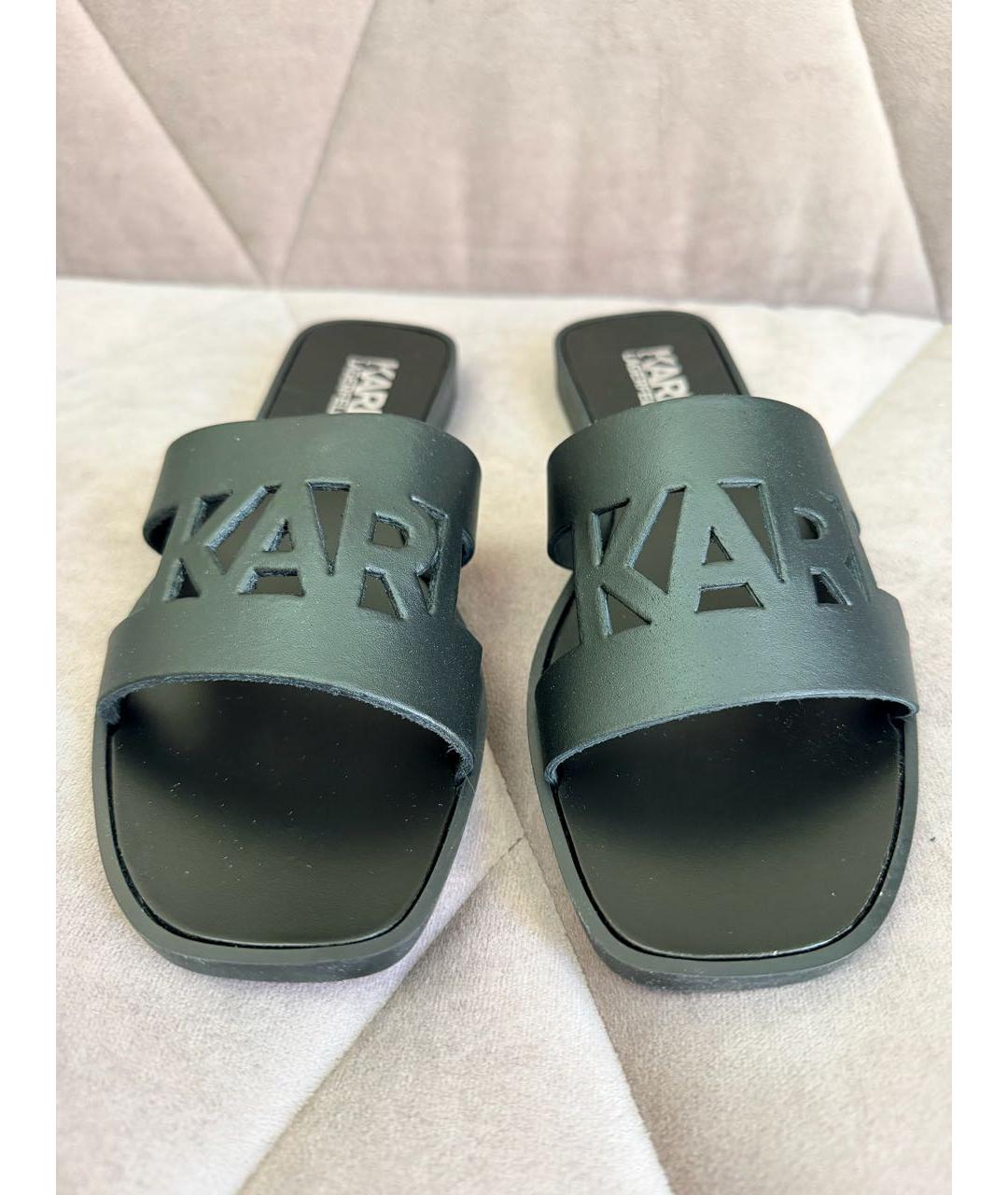 KARL LAGERFELD Черные кожаные мюли, фото 2