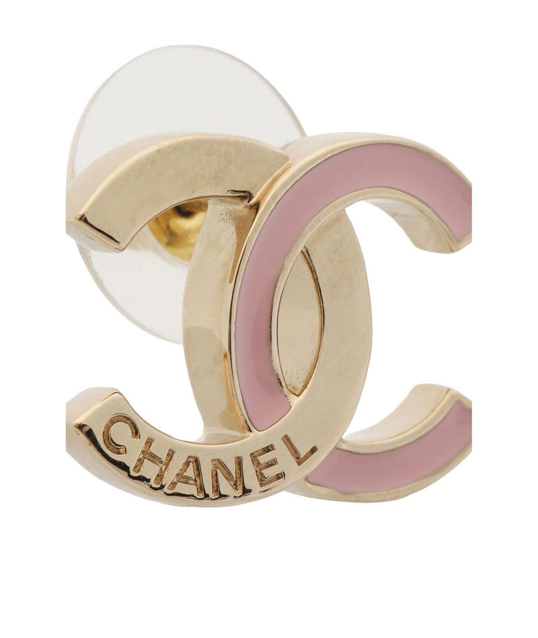 CHANEL Розовые металлические серьги, фото 3