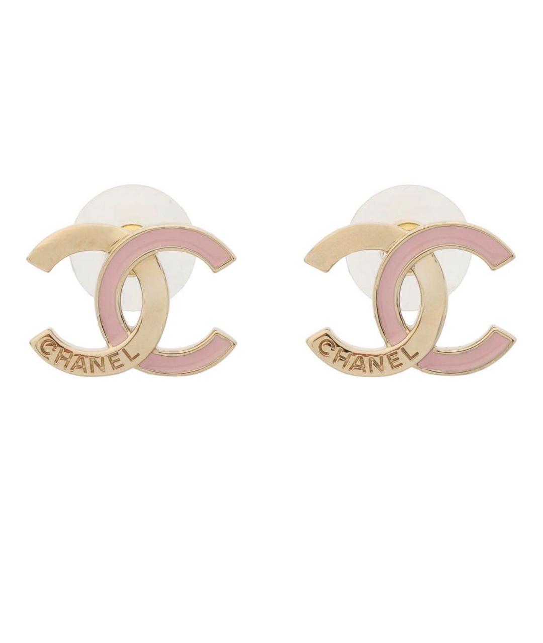 CHANEL Розовые металлические серьги, фото 1