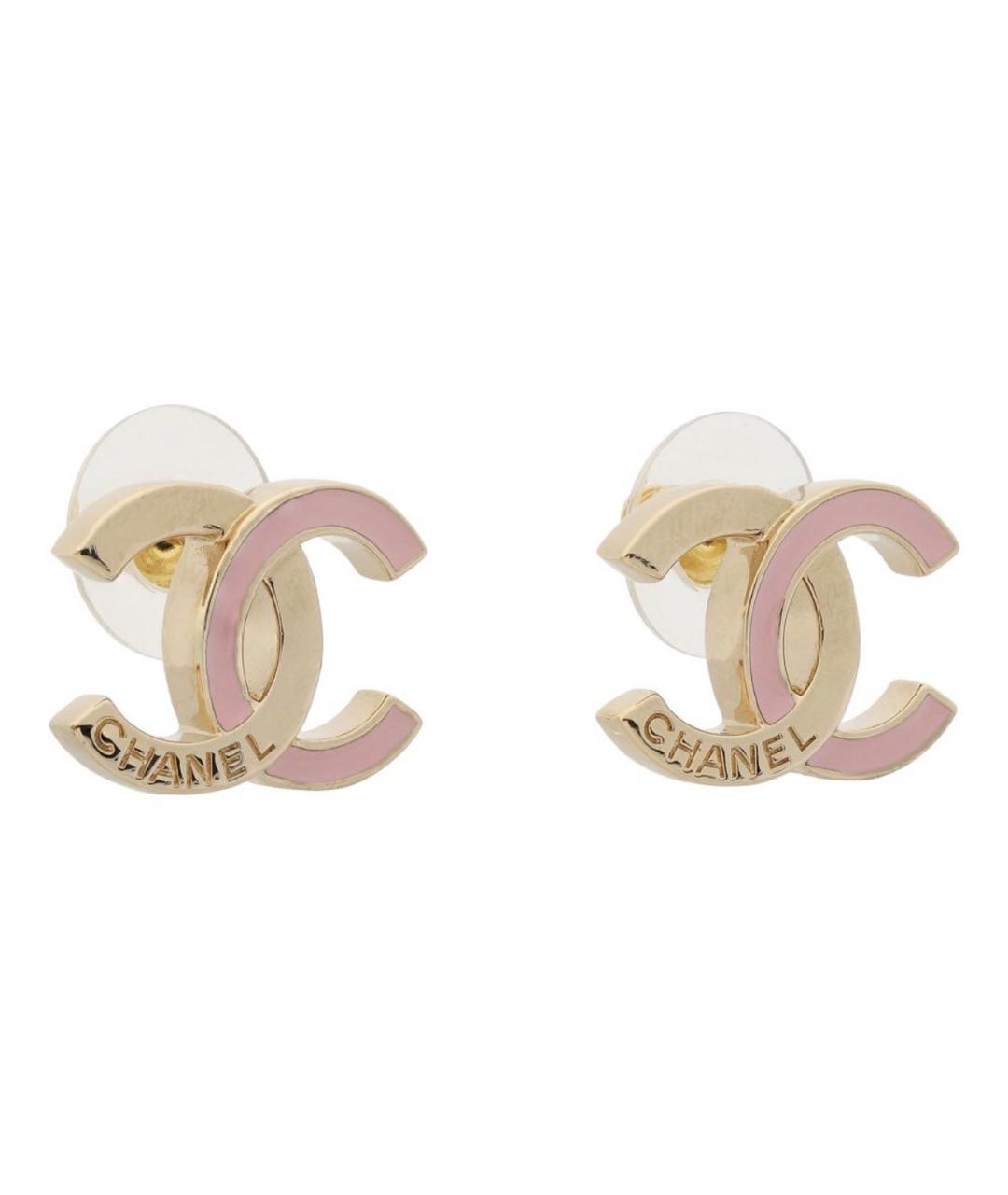 CHANEL Розовые металлические серьги, фото 2